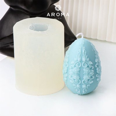 Силіконова форма для виготовлення свічок та мила в формі великоднього яйця з квітковим візерунком form0008 фото