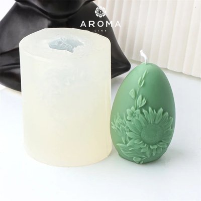 Силиконовая форма для изготовления свечей и мыла в форме пасхального яйца с цветочным узором form0009 фото