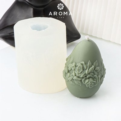 Силіконова форма для виготовлення свічок та мила в формі великоднього яйця з квітковим візерунком form0010 фото